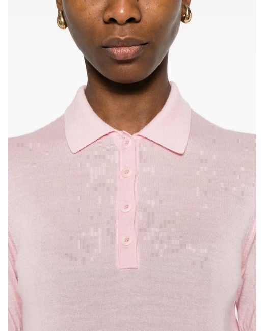 Bompard Pink Polo En Maille À Boutonnière