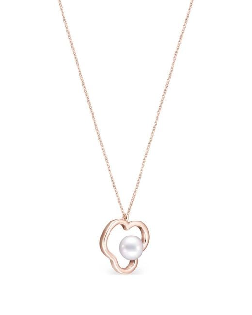 Tasaki Metallic 18K Sakura Collection Line Chants Signature Akoya Pearl Necklace