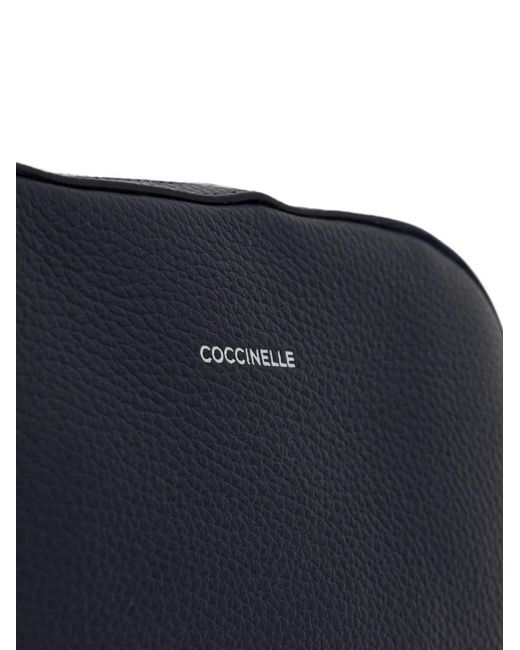 Coccinelle Blue Grained-Leather Shoulder Bag