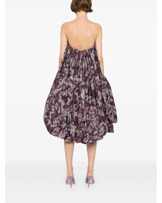 Amsale Purple Drop-Waist Bubble-Hem Dress