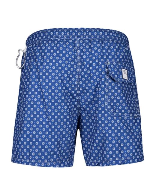 Fedeli Blue Flower-Pattern Swim Trunk for men