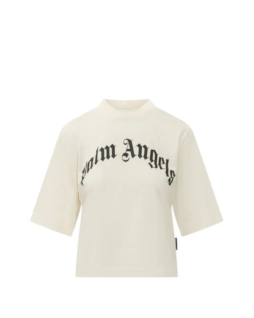 Palm Angels White Curved Logo Boxy T-Shirt