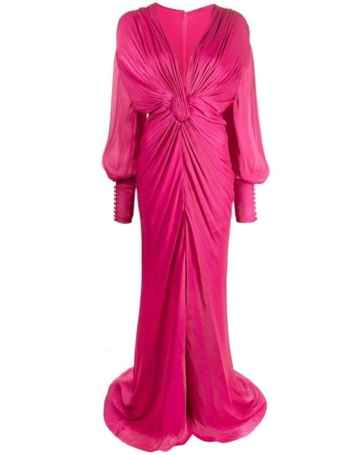 Costarellos Pink Seydoux Lurex Maxi Dress