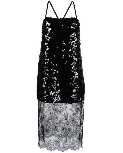 Sonia Rykiel Black Sequinned Midi Slip Dress