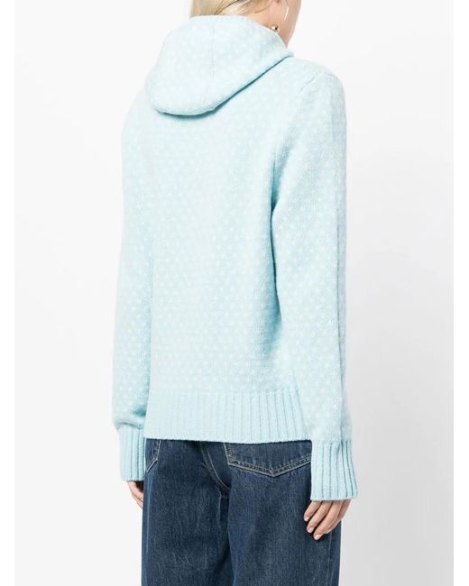 Maison Kitsuné Blue Printed Knit Hoodie