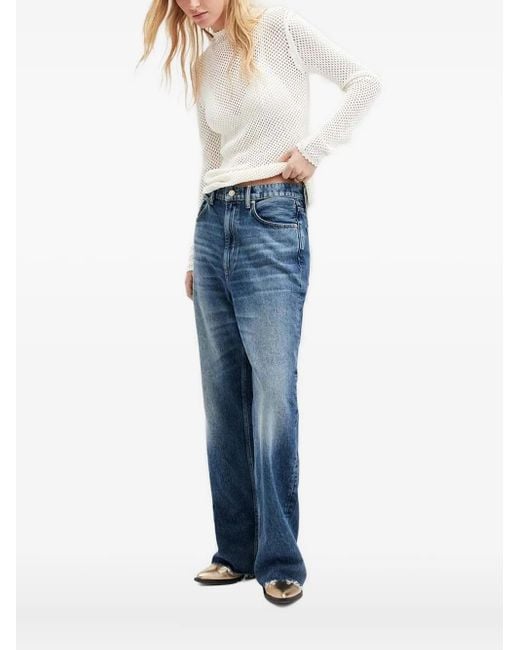 AllSaints Visnet Trui Met Hoge Hals in het Blue