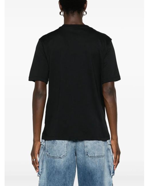 Patrizia Pepe Black Logo-Patch Cotton T-Shirt