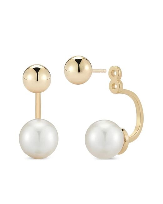 Mateo White Pearl Ball Ear Jacket Earrings