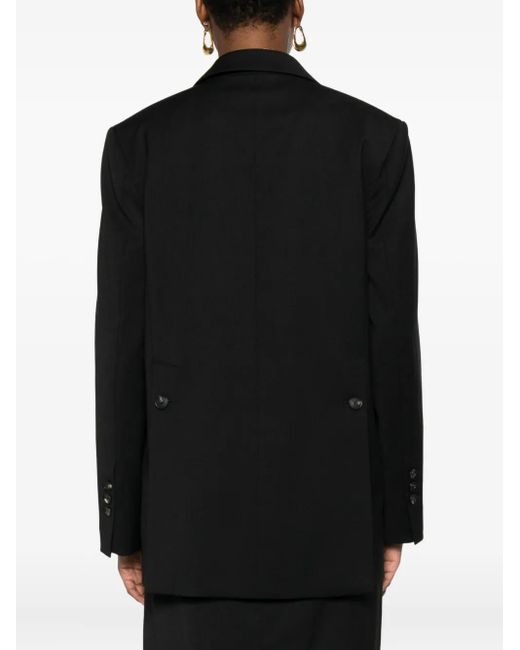 Tela Black Single-Breasted Notched-Lapel Blazer