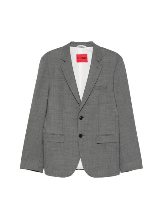 Boss Gray Single-Breasted Notched-Lapels Jacket for men