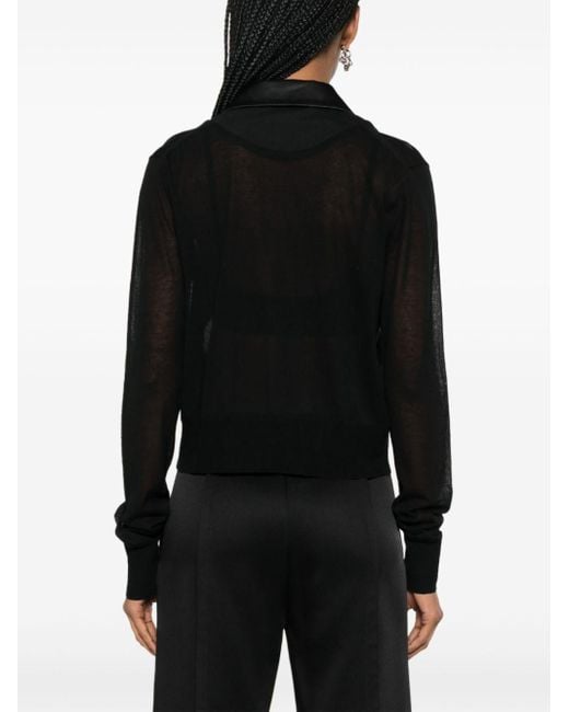 Sacai Black Semi-sheer Knitted Blazer