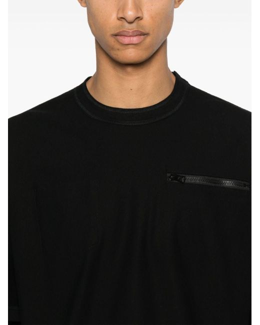 T-shirt en coton à détails de coutures Sacai pour homme en coloris Black