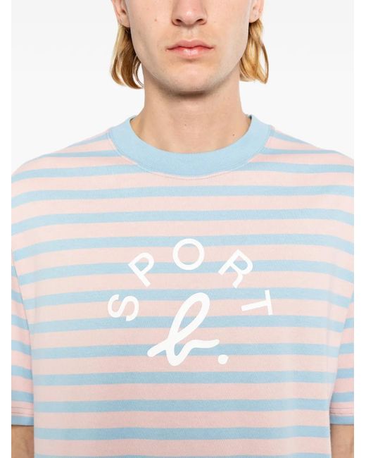 SPORT b. by agnès b. White Striped Logo-Print T-Shirt for men