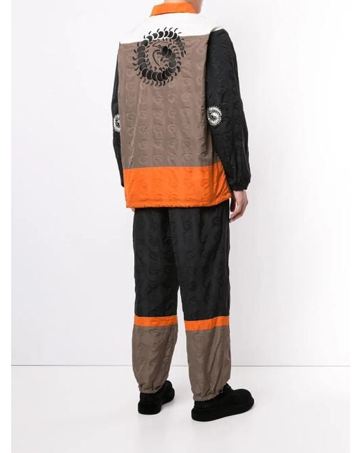 Undercover Brown Colour-Block Logo-Print Jacket for men