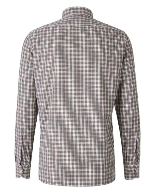 Luigi Borrelli Napoli Gray Checked Button-Down Shirt for men