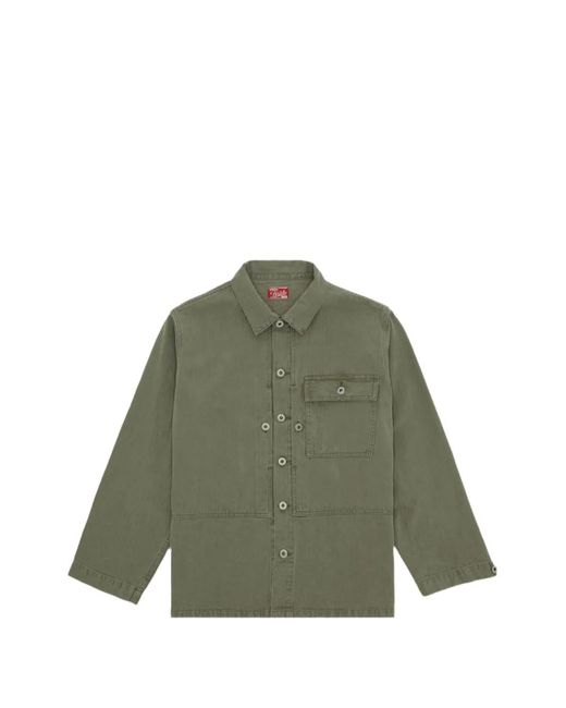 Fortela Green Patch Pocket Herringbone Shirt for men