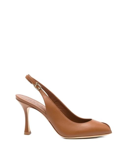 Sergio Levantesi Brown Peep-Toe Slingback Sandals