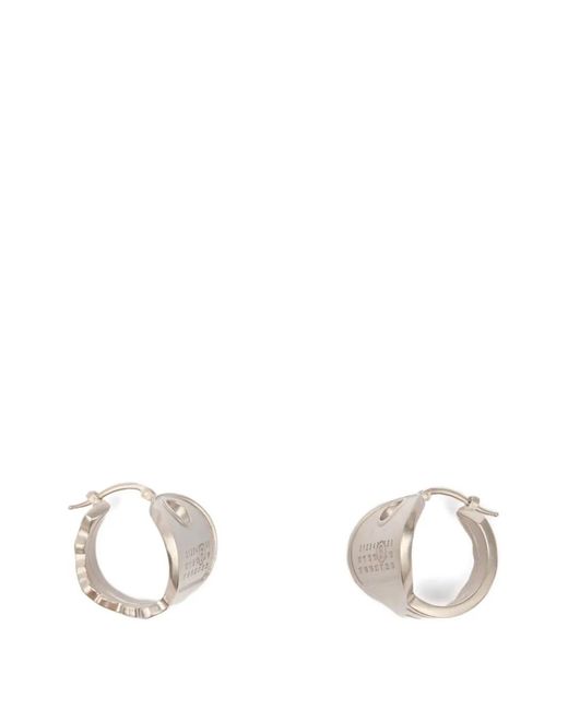 MM6 by Maison Margiela White Numeric-Engraved Hoop Earrings