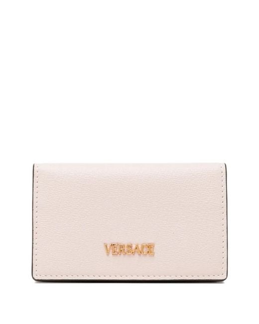 Versace Pink Logo-Lettering Leather Wallet