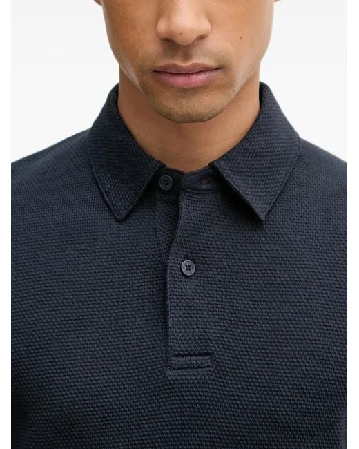 Marc O' Polo Blue Textured Short-Sleeve Polo Shirt for men