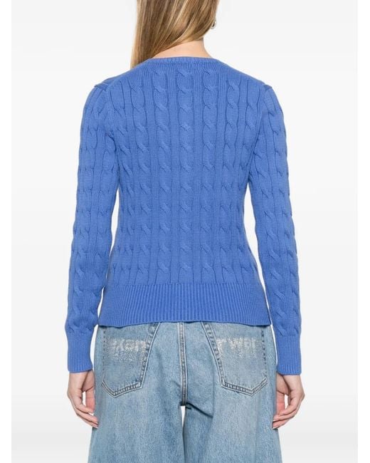 Polo Ralph Lauren Blue Cable-Knit Buttoned Cardigan
