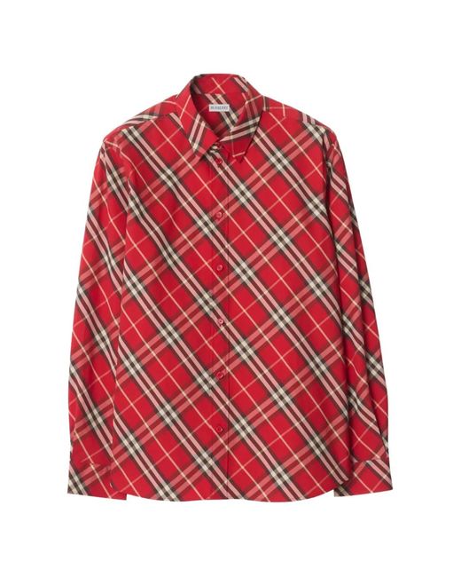 Burberry Geruit Overhemd Met Print in het Red voor heren