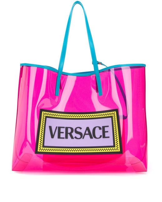 Sac cabas à design transparent Versace en coloris Rose | Lyst