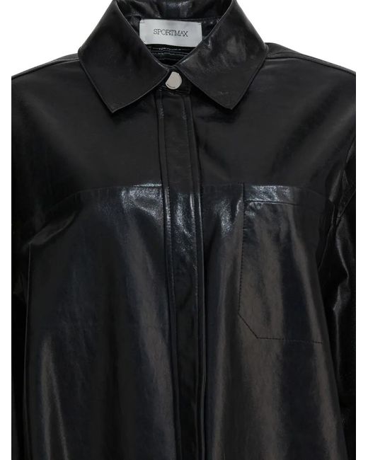 Max Mara Black Chest-Pocket Leather Jacket