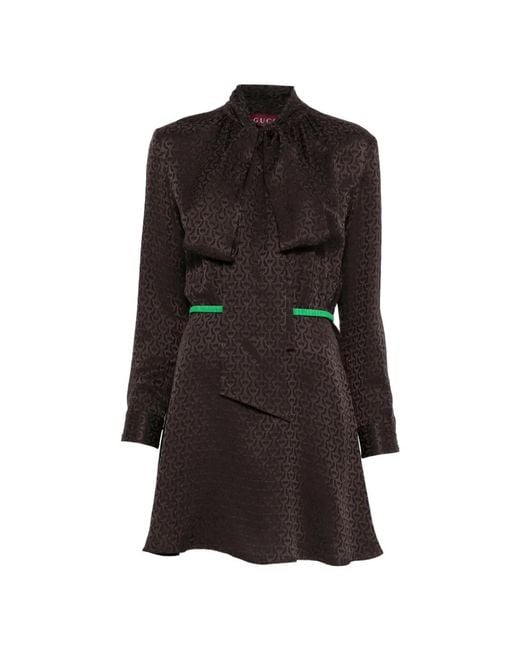Gucci Black Jacquard-Pattern Dress