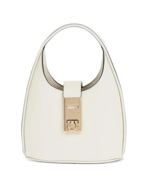 Ferragamo White Gancini-Buckle Mini Bag