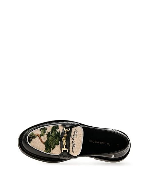 メンズ Filling Pieces エンブロイダリー ローファー Black