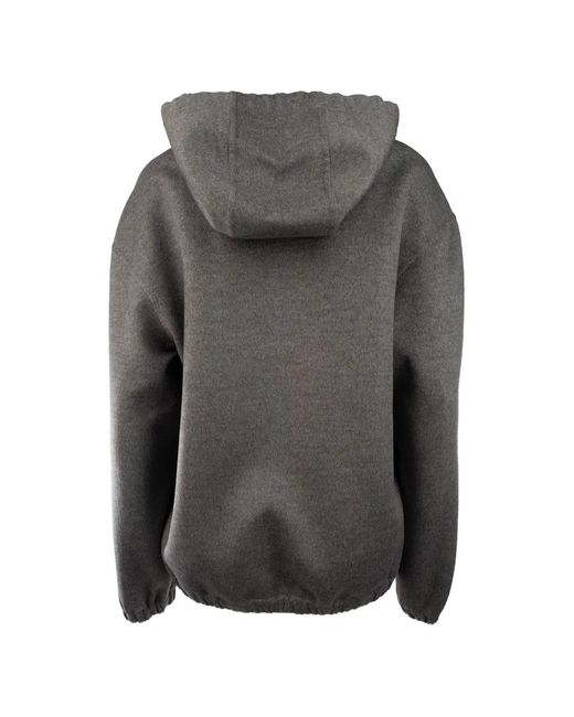 Miu Miu Gray Double Cashmere And Wool Hoodie Jacket