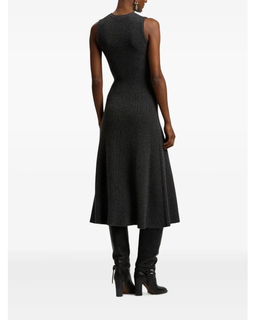 Ralph Lauren Black Ribbed Sleeveless Midi Dress
