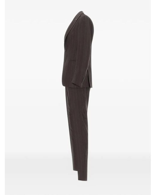 Tagliatore Black Pinstriped Patch-Pocket Suit for men