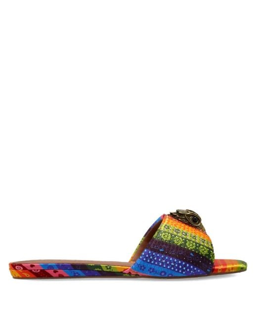 Sandali Con Suola Piatta E Placca Logo di Kurt Geiger in Blue