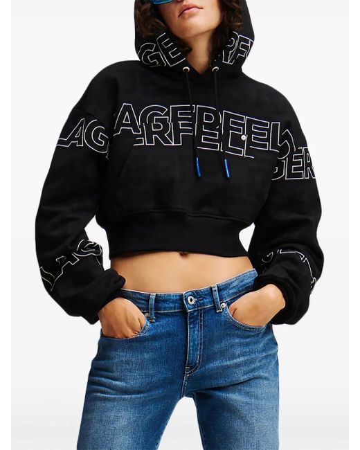 Karl Lagerfeld クロップド パーカー Black