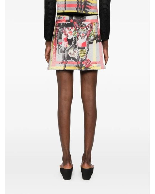 The Artistylist Red Graphic-Print Silk Mini Skirt