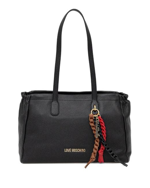 Love Moschino Grote Shopper Met Logoplakkaat En Textuur in het Black