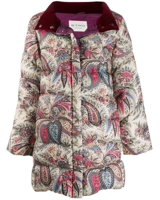 Etro Synthetic Paisley Print Quilted Coat - Lyst