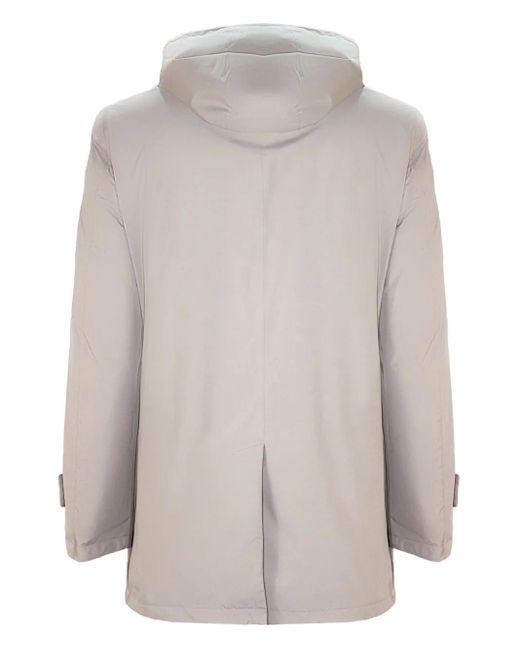 Herno White Concealed-Fastening Hooded Jacket for men