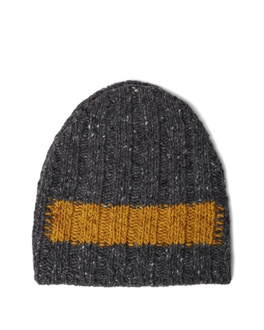 Plan C Gray Ribbed-Knit Beanie