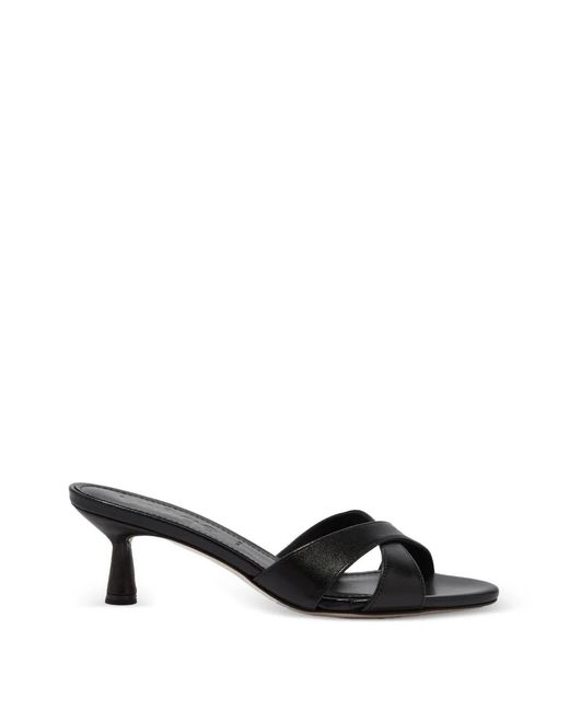 Aeyde Black Crossover-Strap Leather Sandals