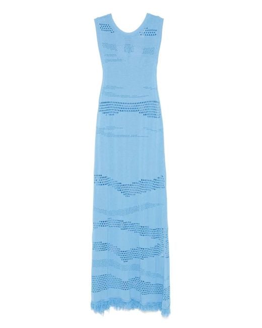 Akep Blue Crochet-Knit Dress