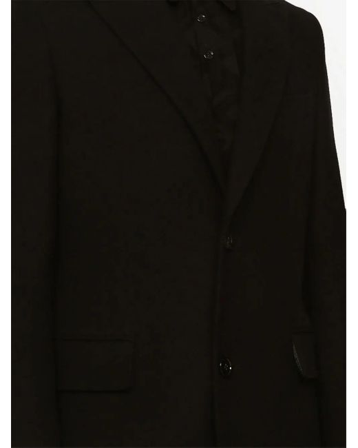 Dolce & Gabbana Black Single-Breasted Wool Coat for men