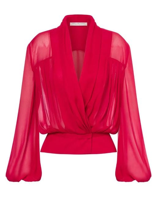 Philosophy Di Lorenzo Serafini ドレープ シアーブラウス Red