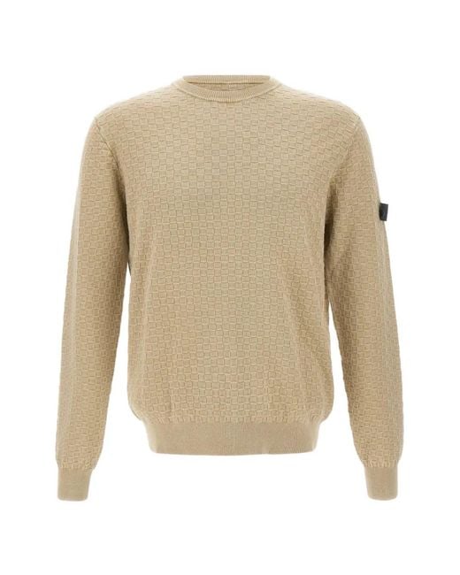 Peuterey White Omnium Checked Weave Sweater for men