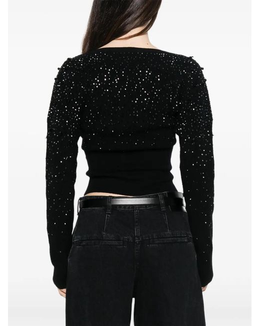 Max Mara Black Gang Beaded V-Neck Sweater