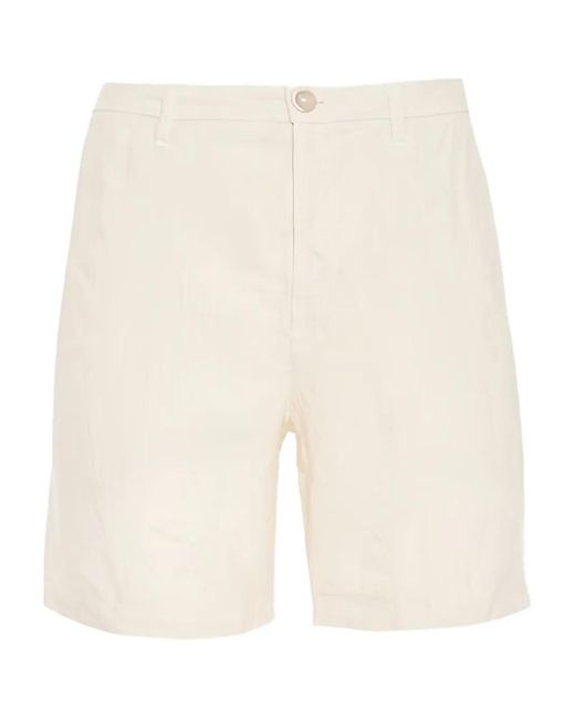 120% Lino White Button-Fastening Bermuda Shorts for men