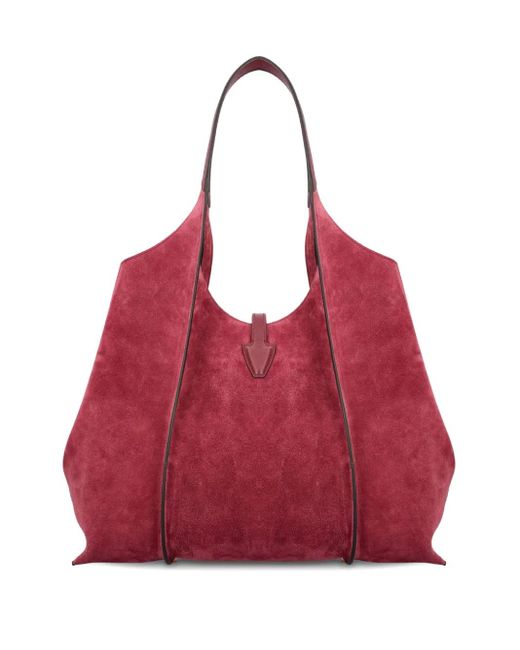 Tod's Red T Timeless Suede Shoulder Bag