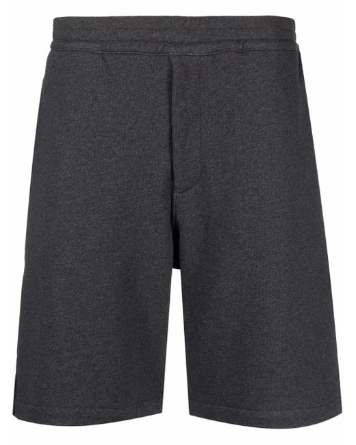 McQueen Gray Stripe-Detail Track Shorts for men